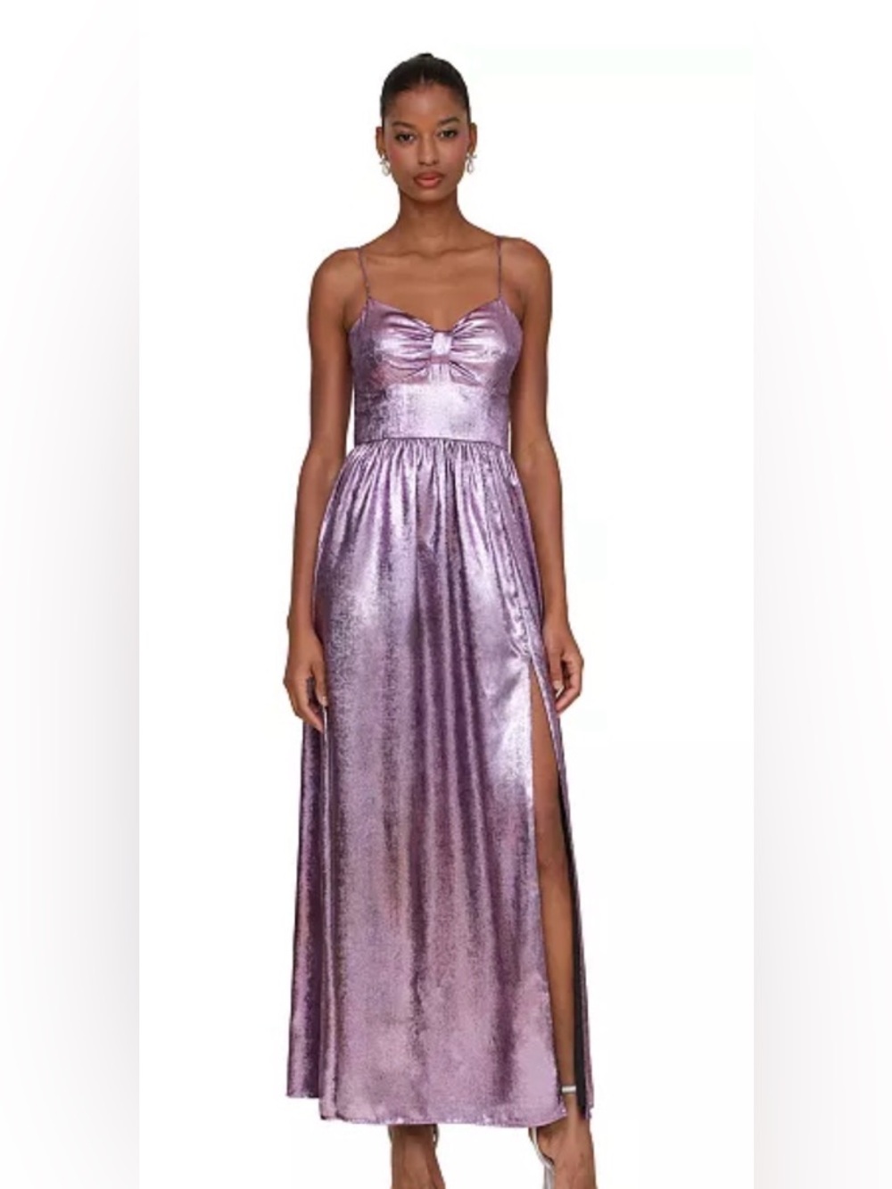 NWT Avec Les Filles Metallic Foiled Purple Maxi Dress, Size 12.